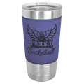Leatherette-wrapped tumbler with clear lid in Light Brown