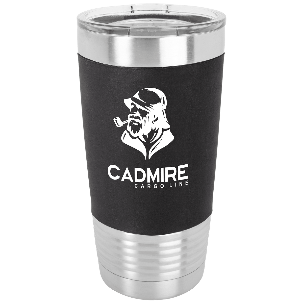 Tumbler with silicone grip band and clear lid