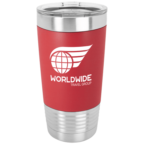 Tumbler with silicone grip band and clear lid in Pink