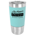 Tumbler with silicone grip band and clear lid in Black