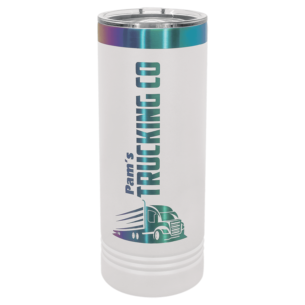 Ion-plated tumbler in white and prism finish, 20 oz. Ringneck Tumbler with Slider Lid