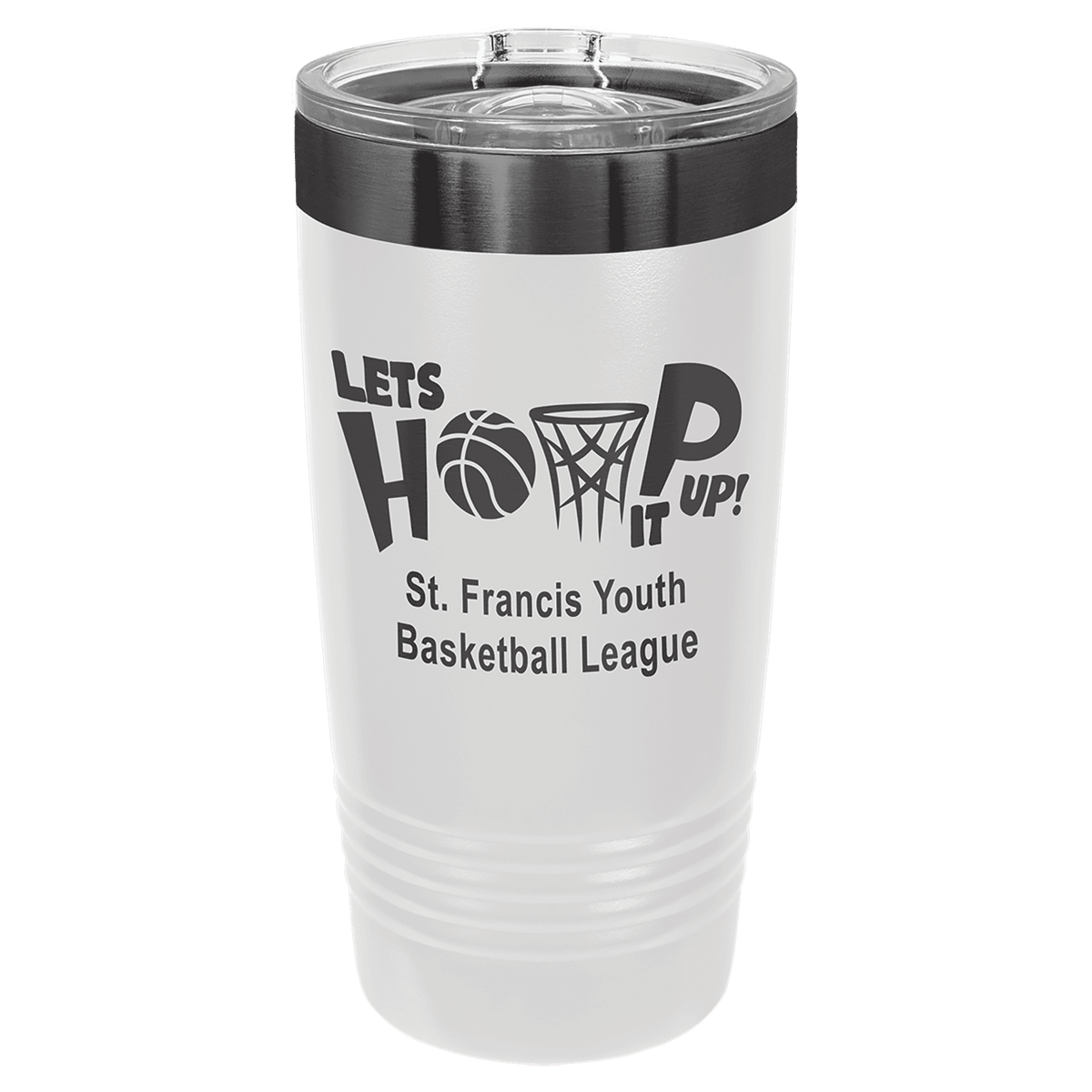 Ion-plated tumbler in white and ghost black finish, 22 oz. Skinny Tumbler with Slider Lid