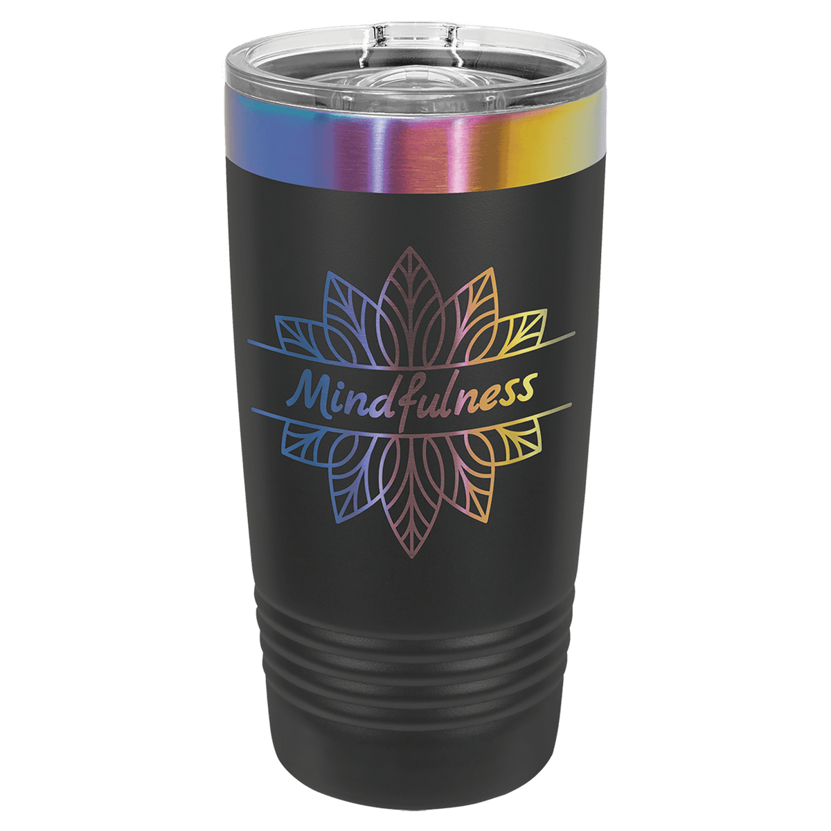 Ion-plated tumbler in black and prism finish, 22 oz. Skinny Tumbler with Slider Lid