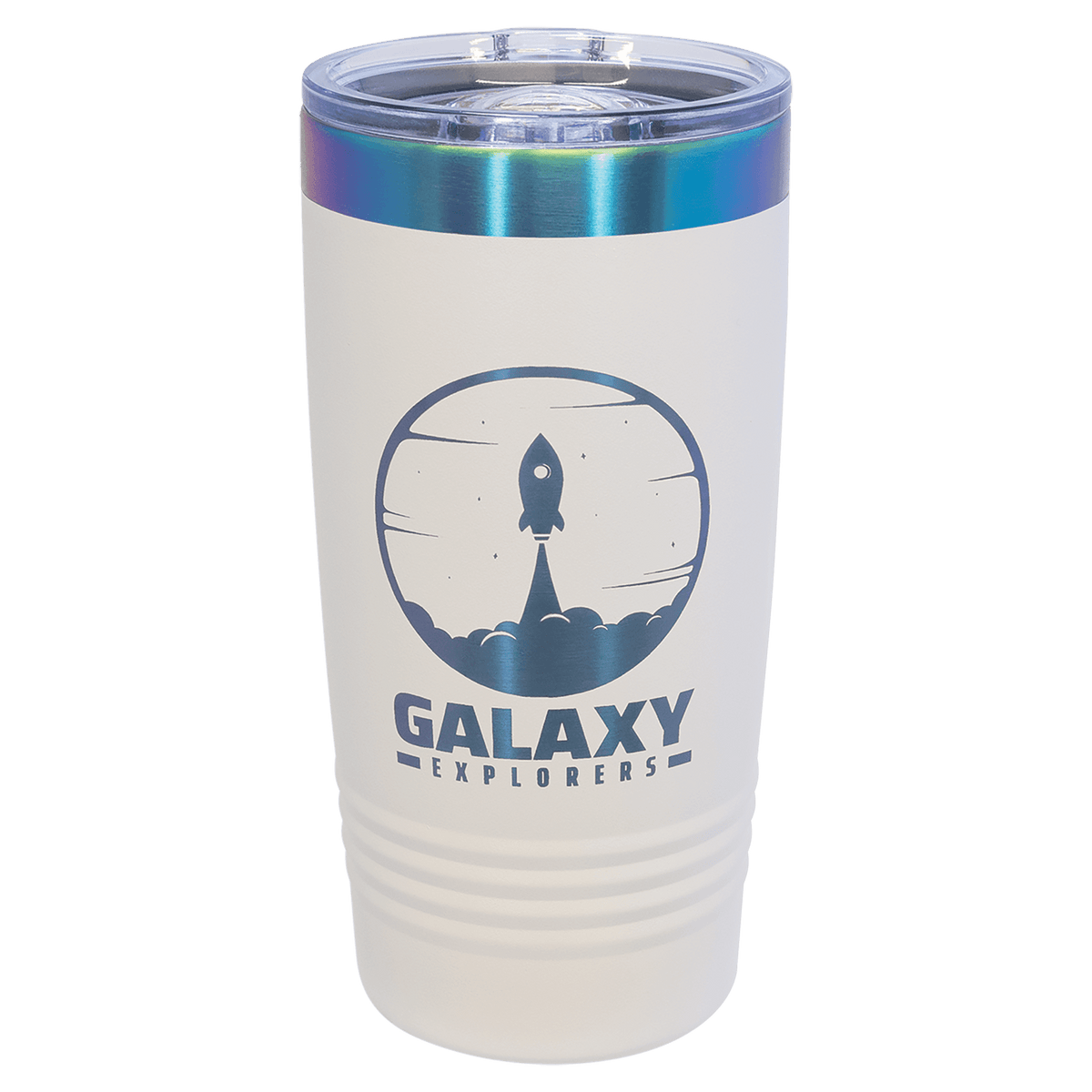 Ion-plated tumbler in white and prism finish, 22 oz. Skinny Tumbler with Slider Lid