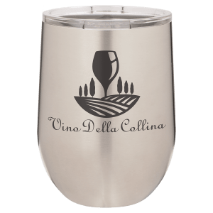 Custom engraved 12 oz. stemless wine glass