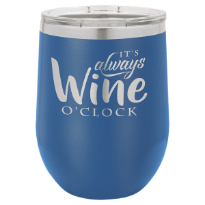 Custom engraved 12 oz. stemless wine glass, size reference