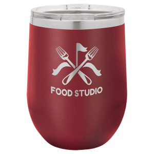 Custom engraved 12 oz. stemless wine glass, detail view 2