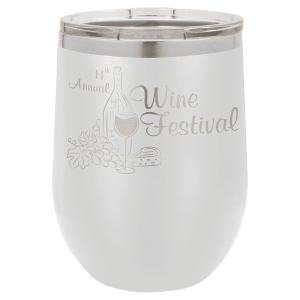 Custom engraved 12 oz. stemless wine glass, additional angle 2