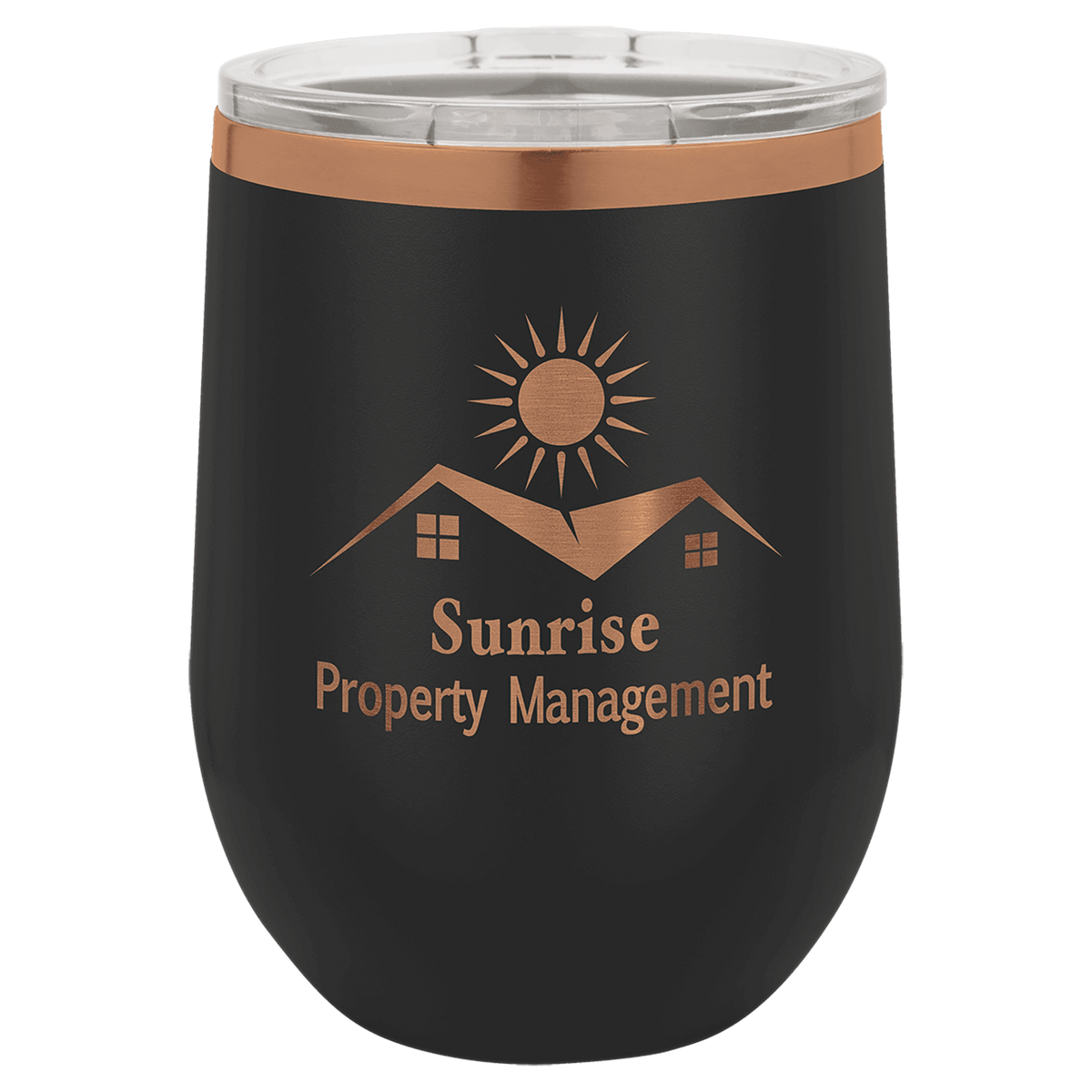 Ion-plated tumbler in black and rose gold finish