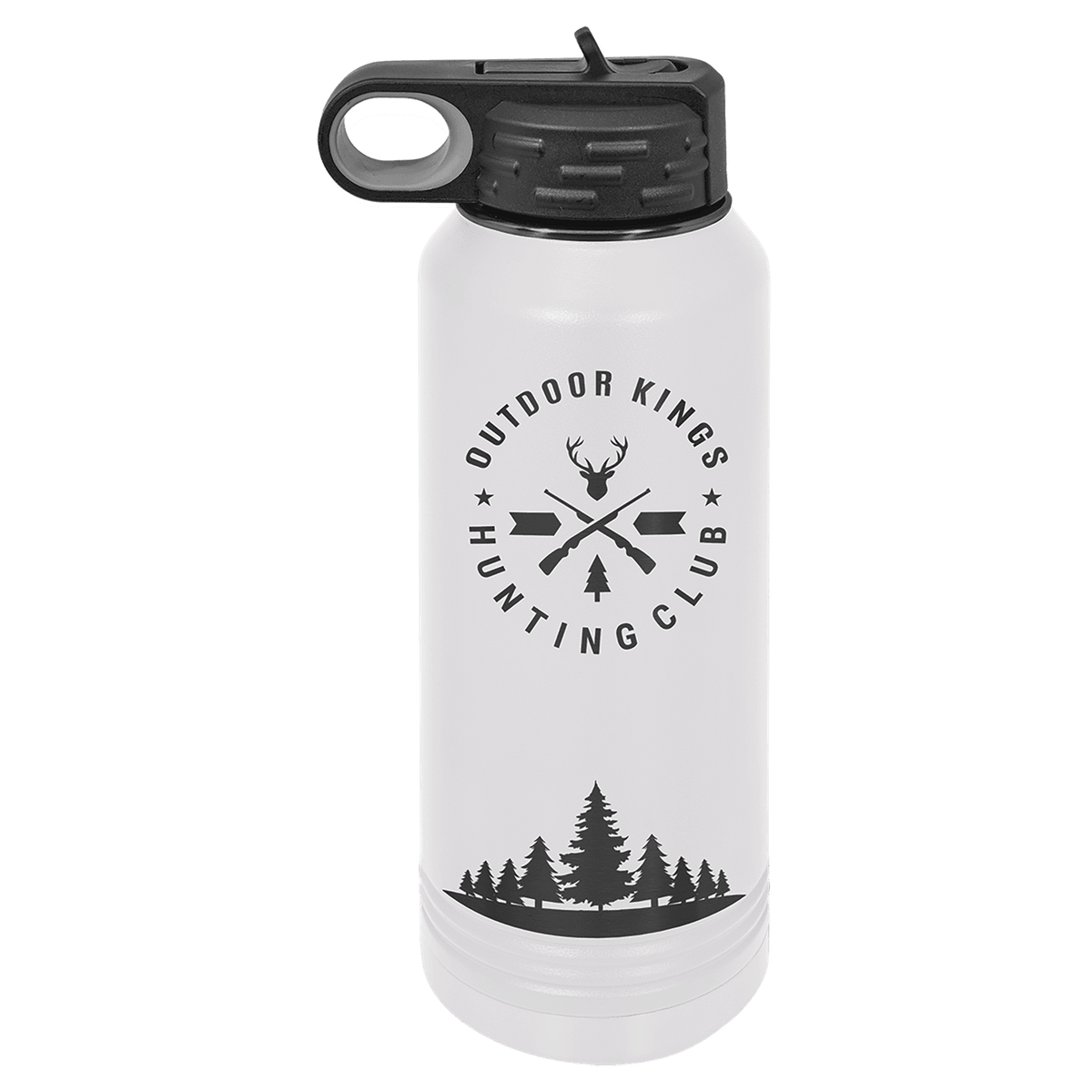 Ion-plated tumbler in white and ghost black finish, 40 oz. Travel Mug with Handle Straw