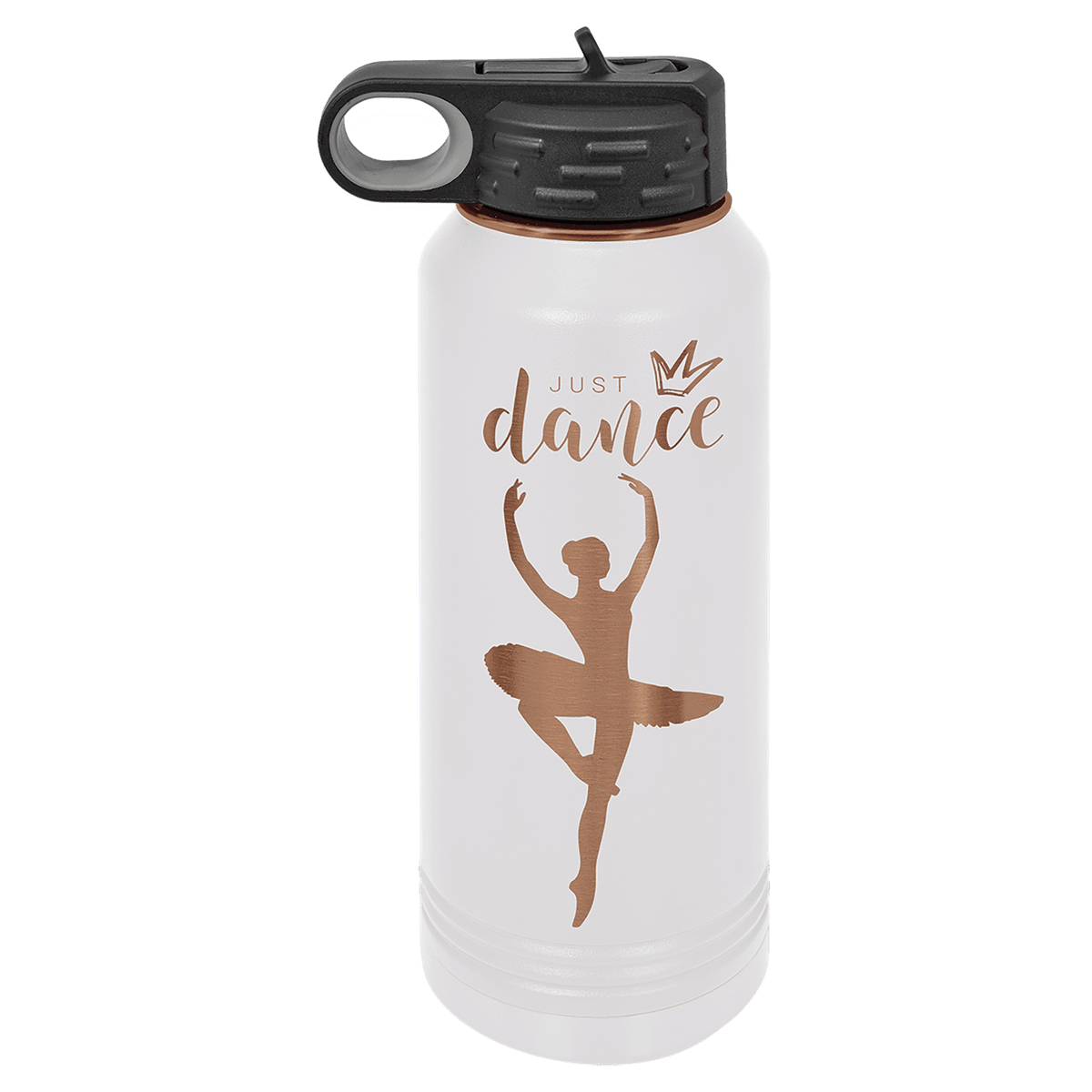 Ion-plated tumbler in white and rose gold finish, 40 oz. Travel Mug with Handle Straw