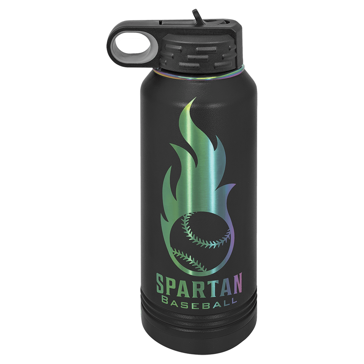 Ion-plated tumbler in black and prism finish, 40 oz. Travel Mug with Handle Straw