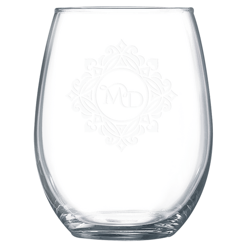 Custom engraved 15 oz. stemless wine glass
