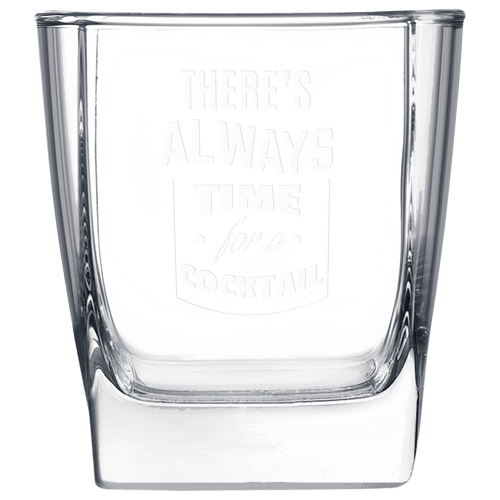 Custom engraved 10 1/2 oz. square on the rocks glass