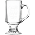 Clear footed coffee mug with laser engraving area