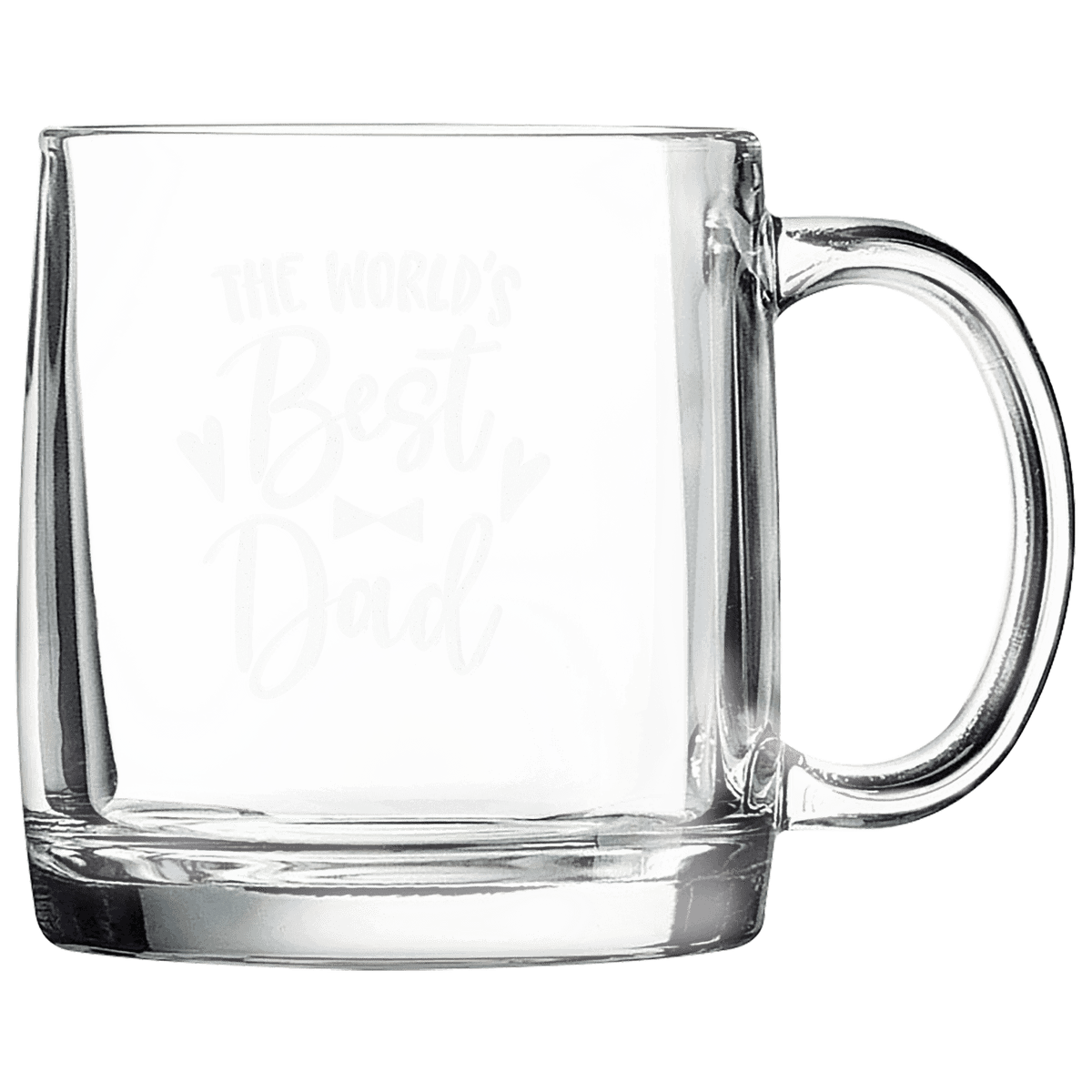 Clear glass coffee mug with engraving area