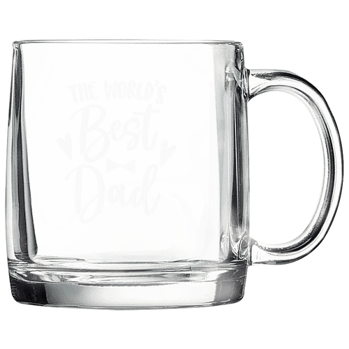 Clear glass coffee mug with engraving area