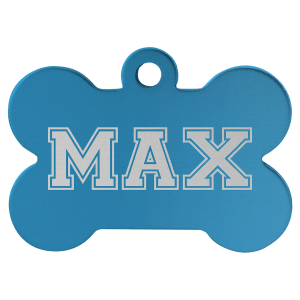 Bone-shaped anodized aluminum pet tag in Red