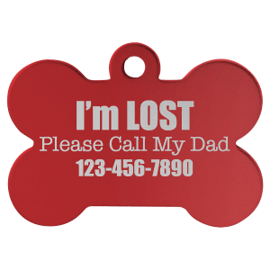 Bone-shaped anodized aluminum pet tag in Blue