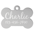 Bone-shaped anodized aluminum pet tag in Black