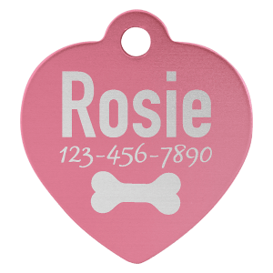 Heart-shaped anodized aluminum pet tag in Red