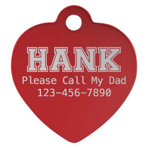 Heart-shaped anodized aluminum pet tag in Pink