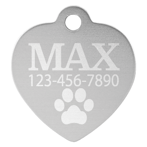 Heart-shaped anodized aluminum pet tag in Blue
