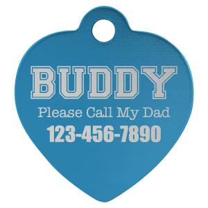 Heart-shaped anodized aluminum pet tag in Black