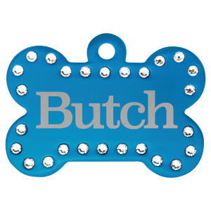 Pet tag with Swarovski crystal accents in Purple