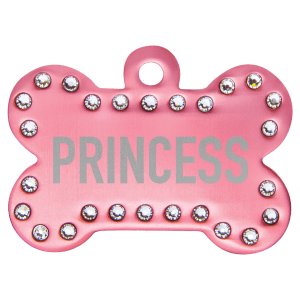 Pet tag with Swarovski crystal accents in Pink