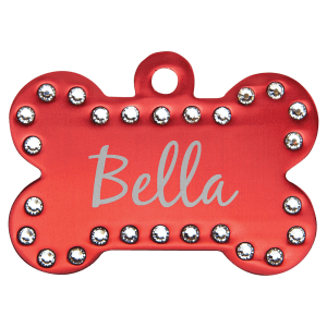 Pet tag with Swarovski crystal accents in Black