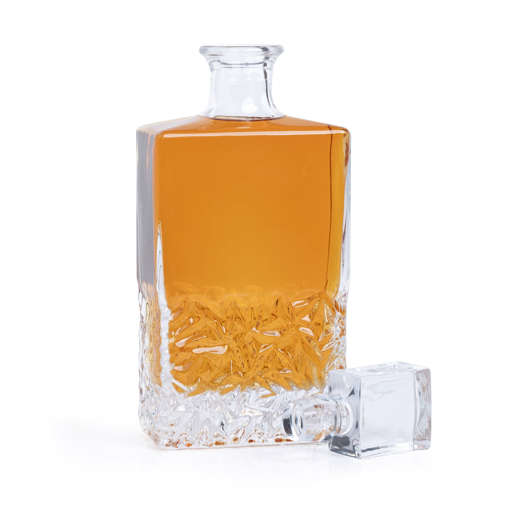 Custom 750ml tall rectangle glass decanter with glass stopper