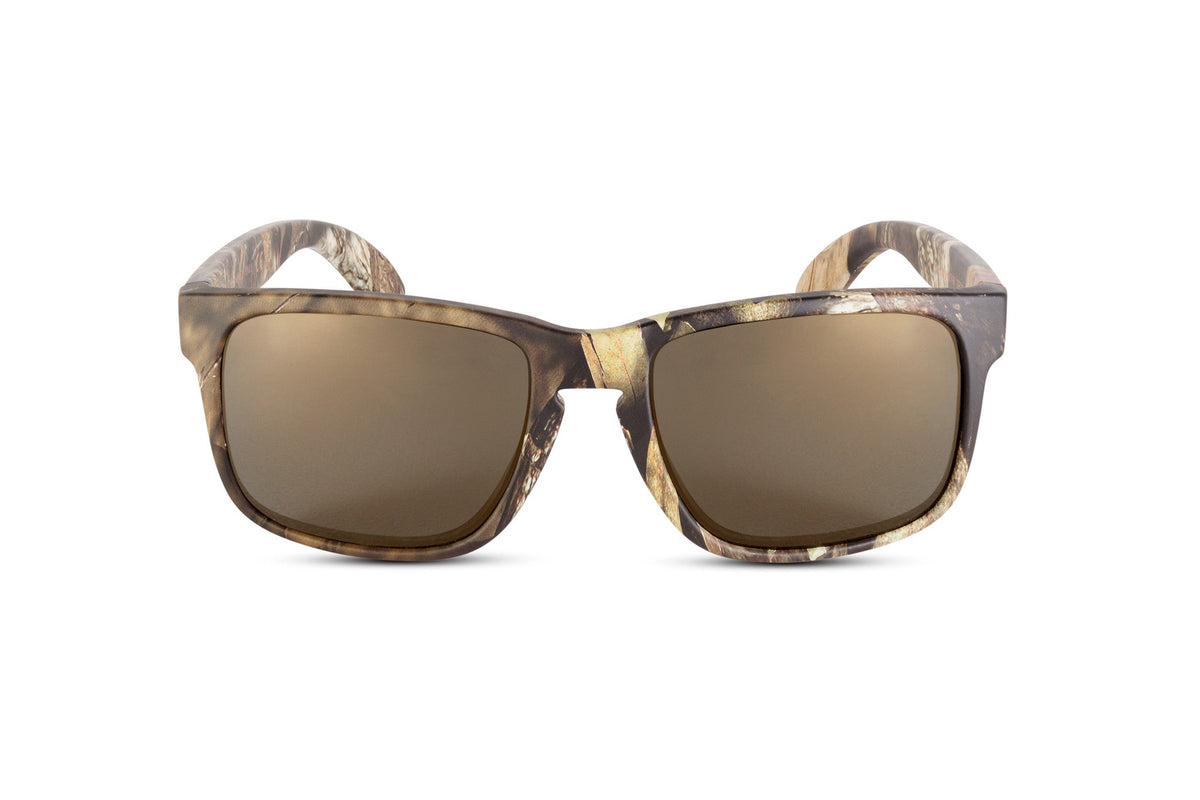 Decoy sunglasses in Mossy Oak Break-Up Country camo, side view