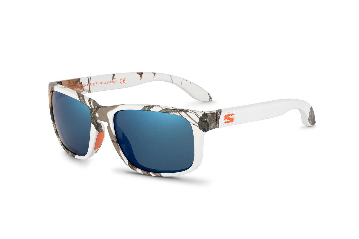 Decoy sunglasses in Mossy Oak Winter camo, back view
