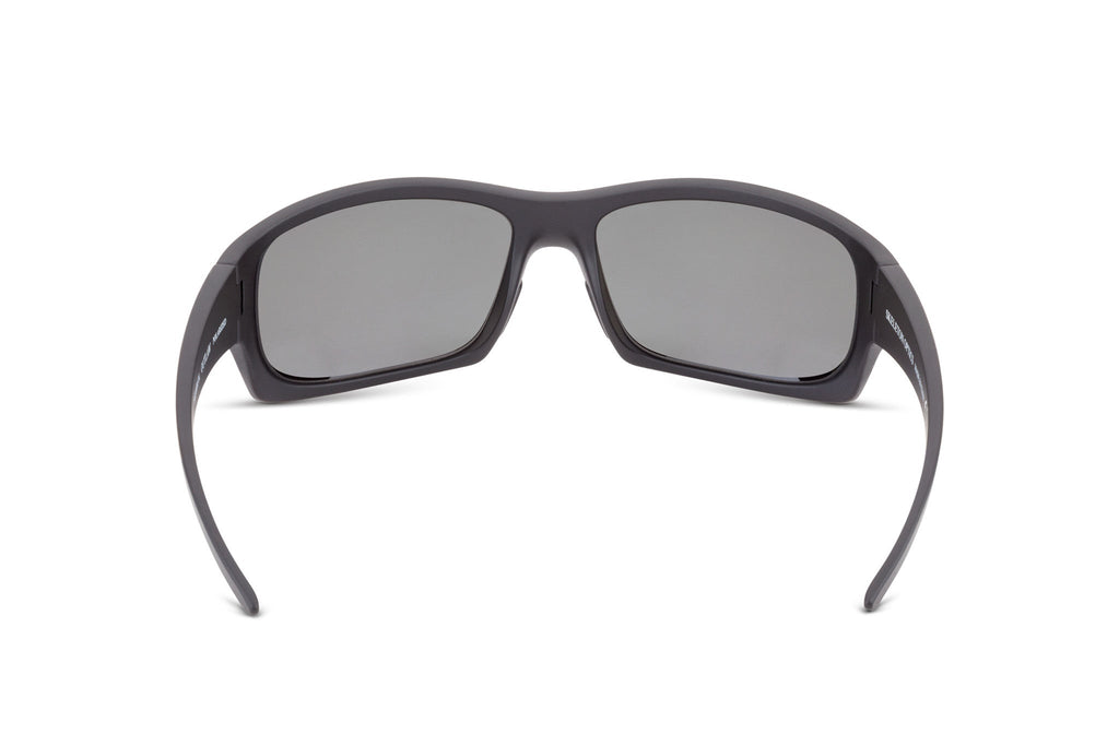 Outlaw sunglasses in matte black, on-face view