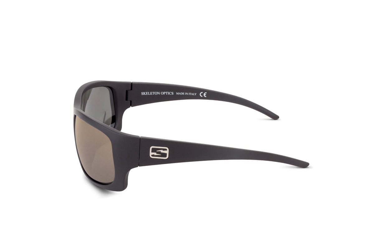 Outlaw sunglasses in matte black, folded view
