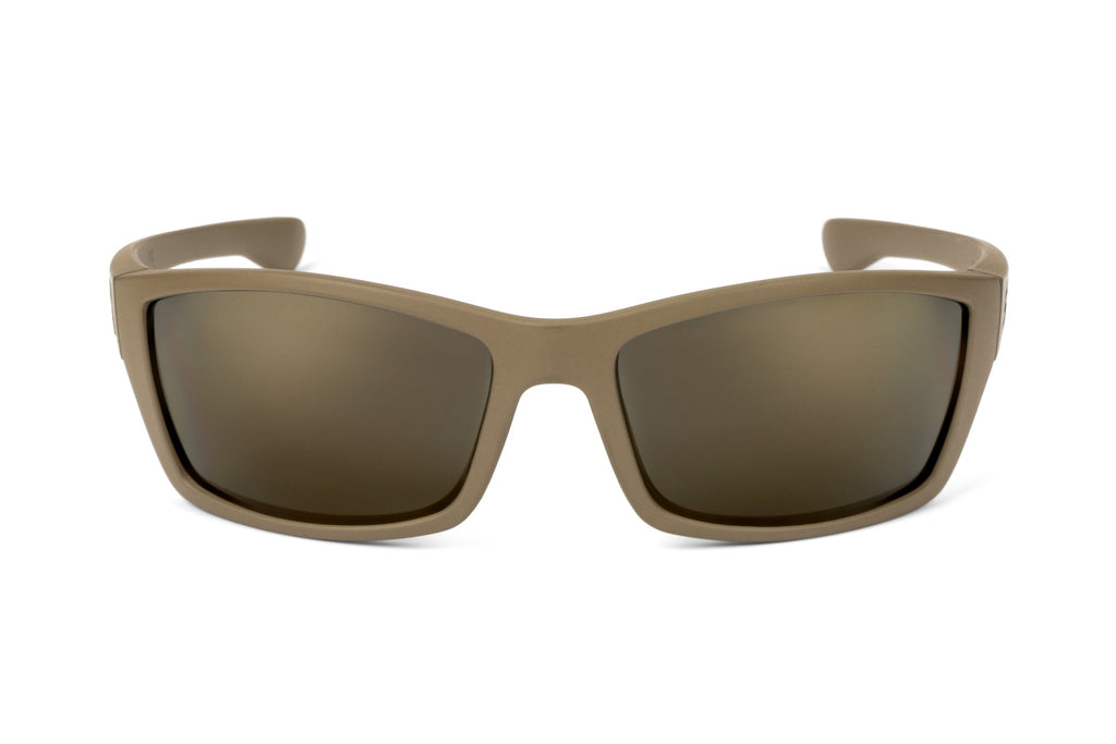 Scout sunglasses in black with Light Pro copper lens, on-face view