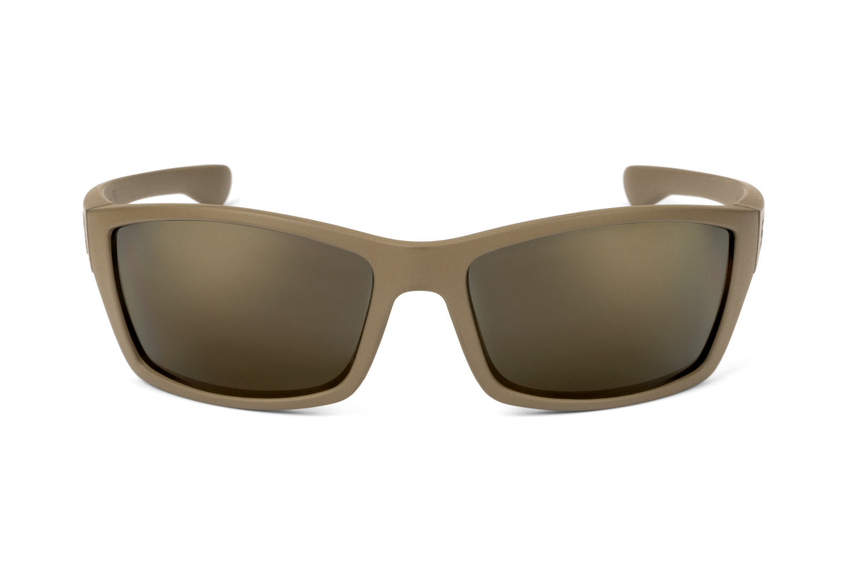 Scout sunglasses in black with Light Pro copper lens, on-face view