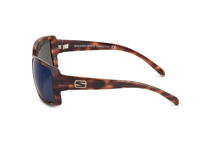Stampede sunglasses in tortoiseshell with blue gun lens, lens detail