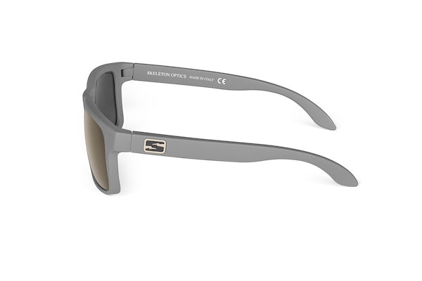 Decoy sunglasses in wolf gray finish, temple detail