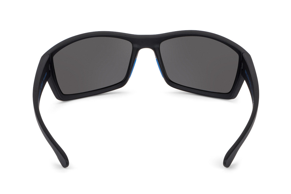 Scout sunglasses, thin blue line edition, on-face view