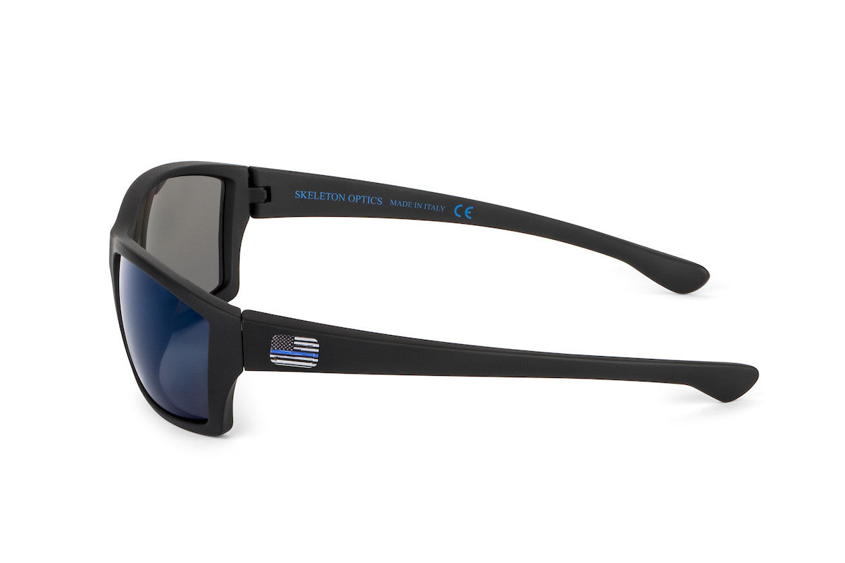 Scout sunglasses, thin blue line edition, side view