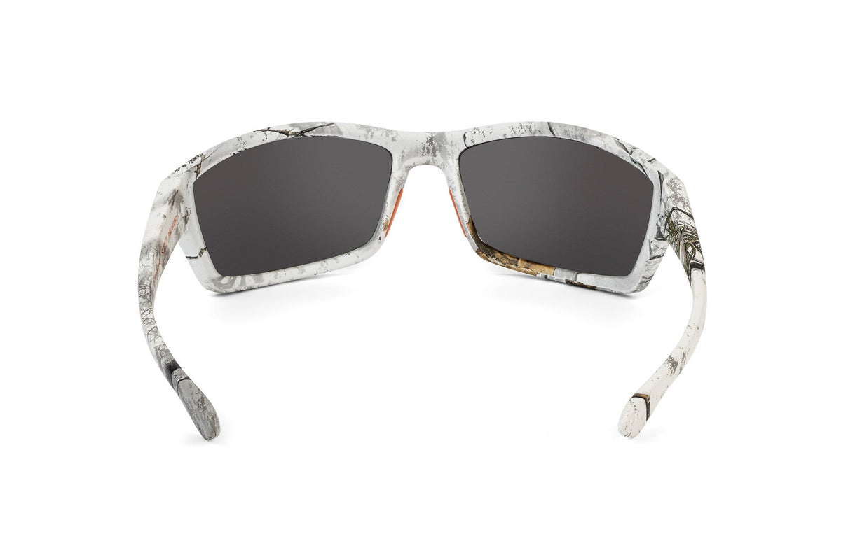 Scout sunglasses in Realtree Xtra Snow camo, on-face view