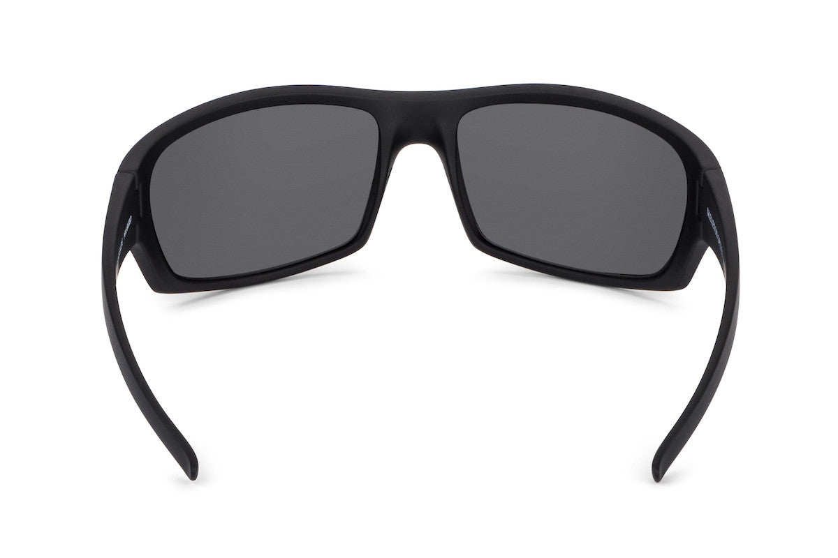 Renegade sunglasses in matte black, on-face view