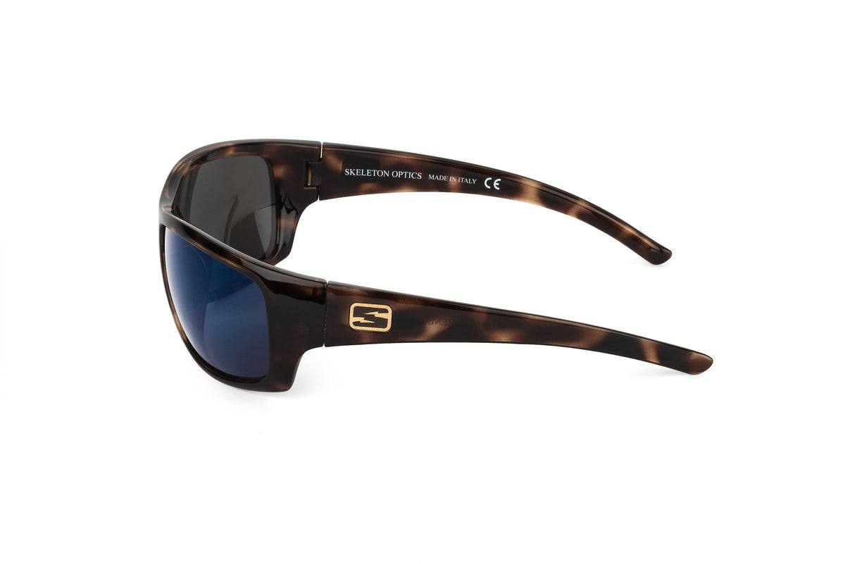 Renegade sunglasses in tortoiseshell pattern, lens detail
