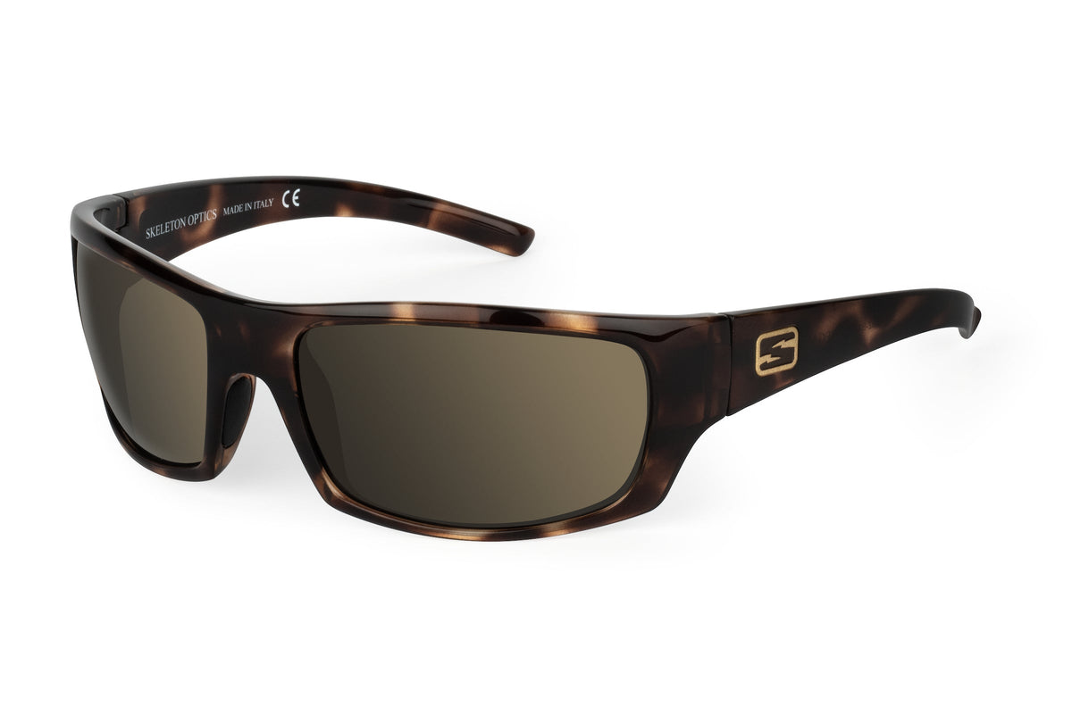 Renegade sunglasses in tortoiseshell pattern, on-face view