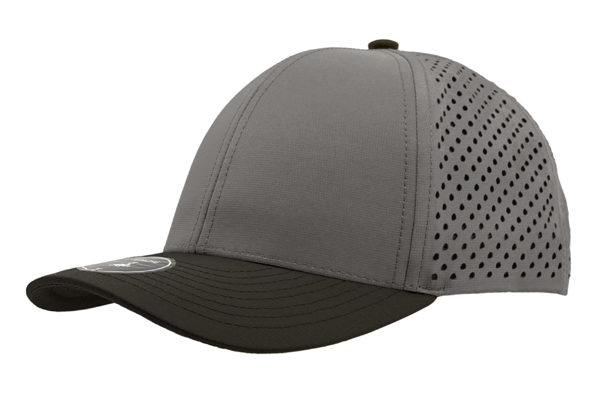 Custom Zapped Headwear Apache 6-Panel Low Profile Snapback Hat in Silver/Black Bill, ready for personalized logo or design