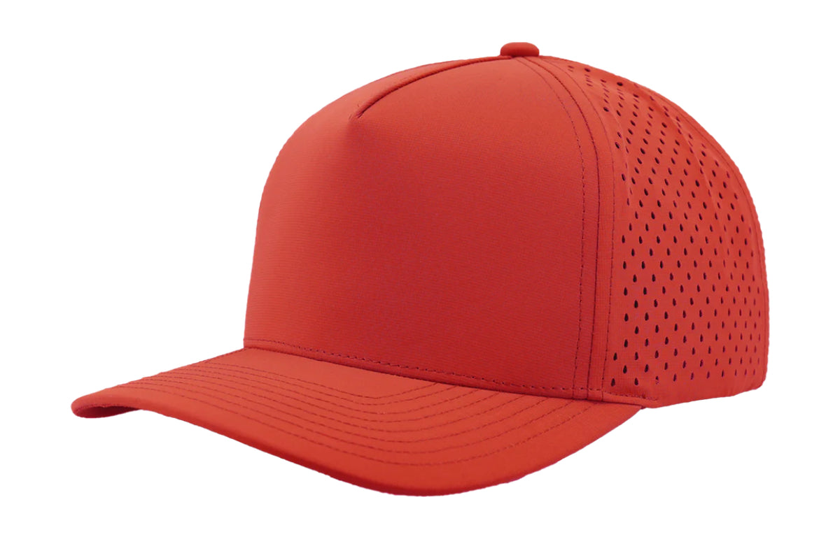Custom Zapped Headwear Blackhawk 5-Panel Snapback Hat in Cardinal, ready for personalized logo or design