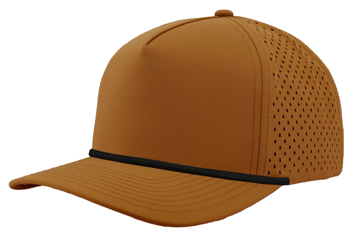 Custom Zapped Headwear Blackhawk R+ Rope Snapback Hat in Clay/Black Rope, ready for personalized logo or design