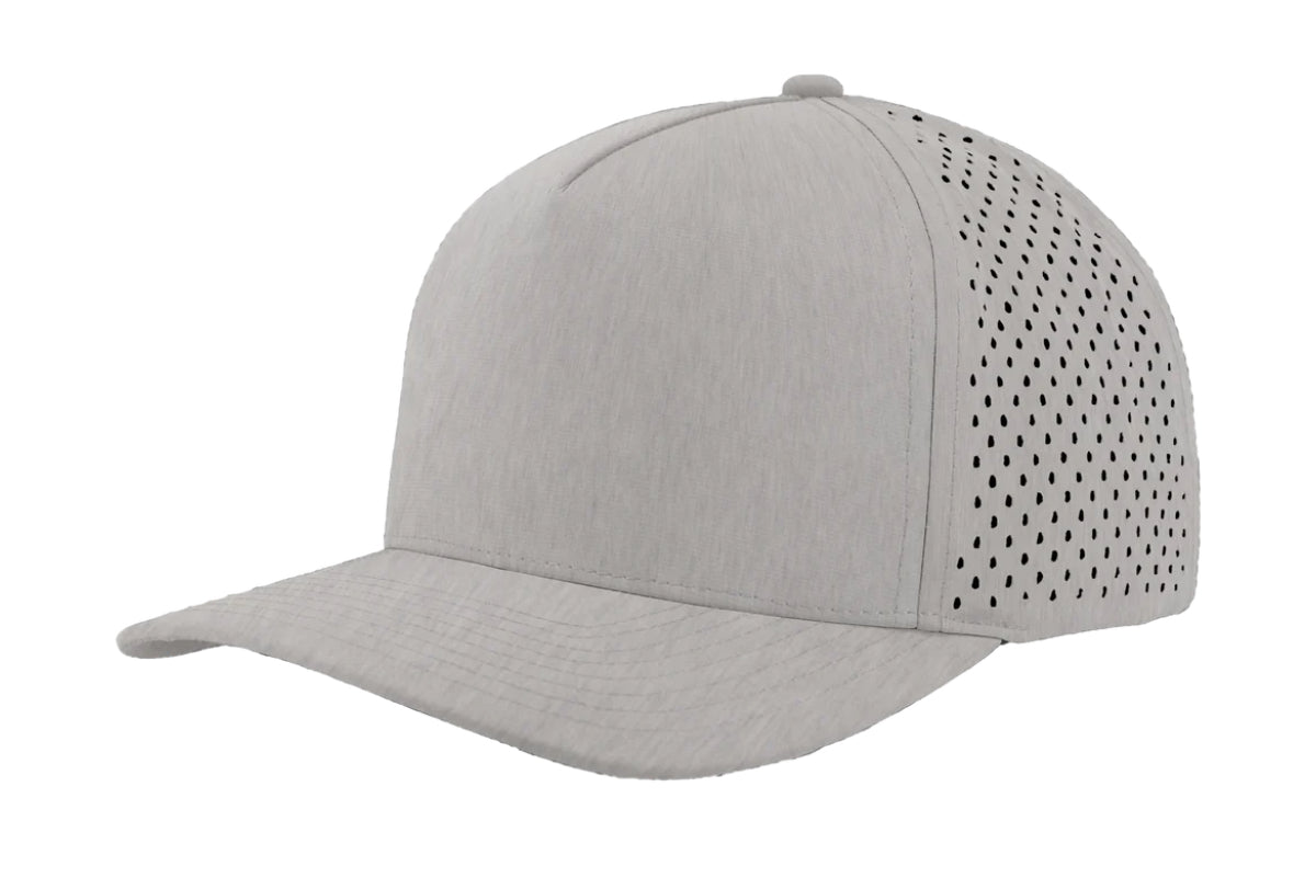 Custom Zapped Headwear Blackhawk XL 5-Panel Snapback Hat in Heather Grey, ready for personalized logo or design